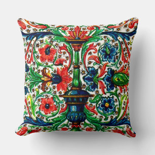 Jewel Tones Mittelalterliches Manuskript-Blume Sku Kissen