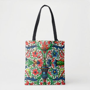 Jewel Tones Mittelalterliches Manuskript-Blume Sku Tasche