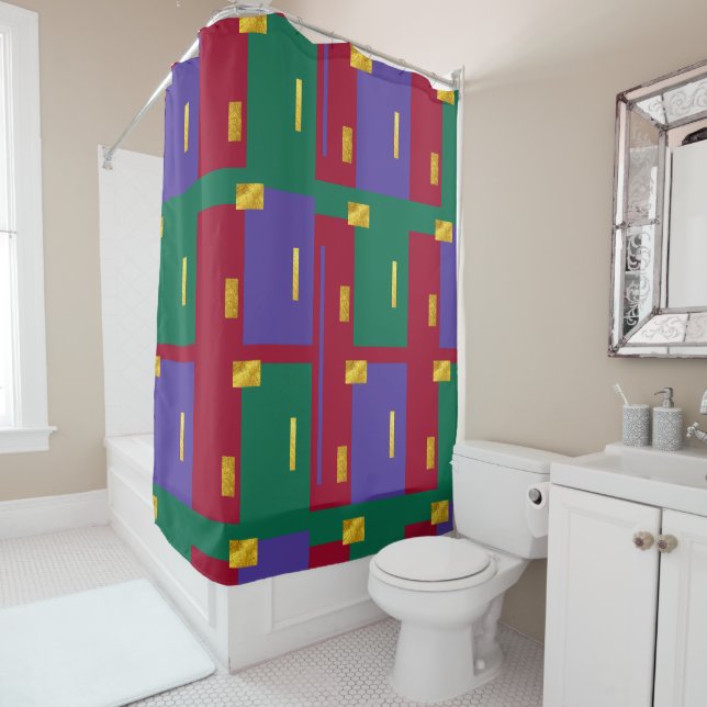 Jewel Tones Modern Geometric Duschvorhang (Beispiel)