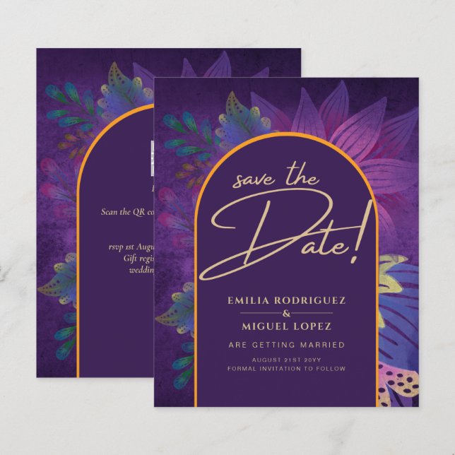 Jewel Tones Plum Lila Berry Gold Wedding (Vorne/Hinten)