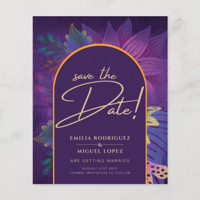 Jewel Tones Plum Lila Berry Gold Wedding Flyer (Vorne)