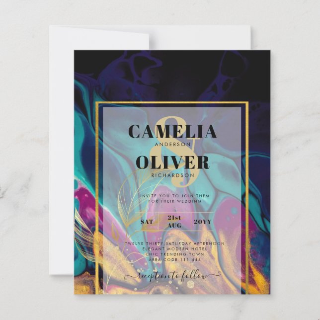 Jewel Tones WEDING INK Plum Lila Aquamarin Navy Go (Vorderseite)