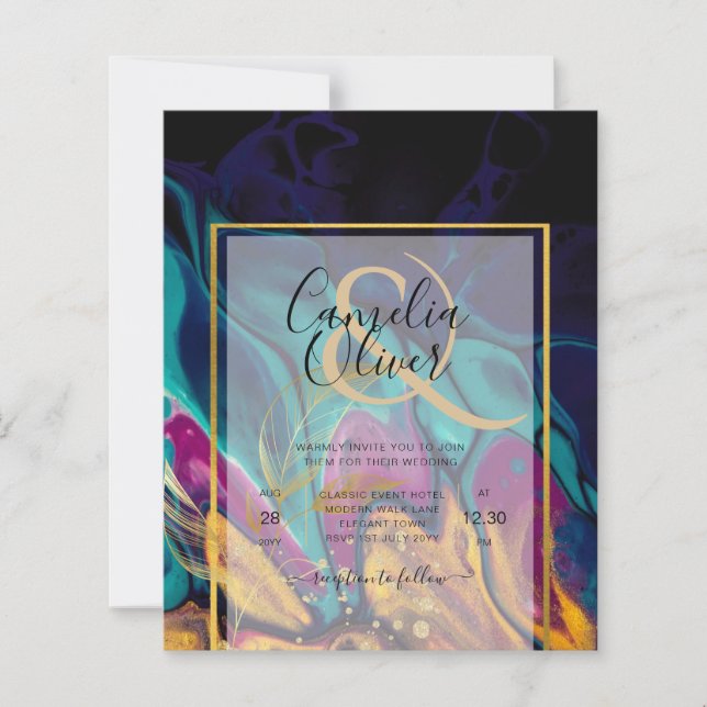Jewel Tones WEDING INK Plum Lila Aquamarin Navy Go (Vorderseite)