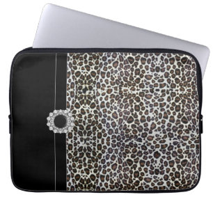 Jewele Black Leopard Laptop Sleeve