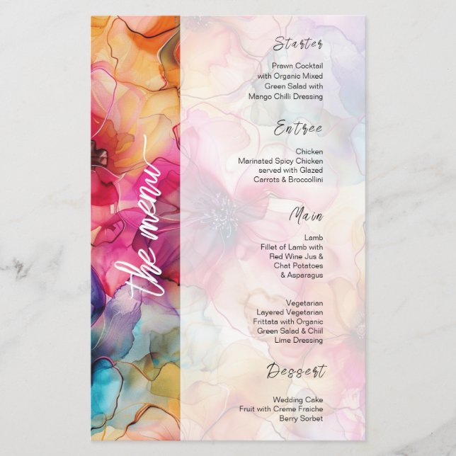 Jewele Luxe Pink Lila Glamour Wedding Menu (Vorderseite)