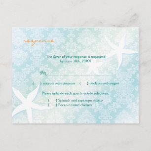 Jeweled Beach Wedding Menu UAWG Einladungspostkarte
