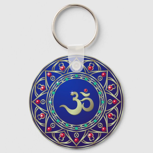 Jeweled Blue Om Schlüsselanhänger (Vorderseite)