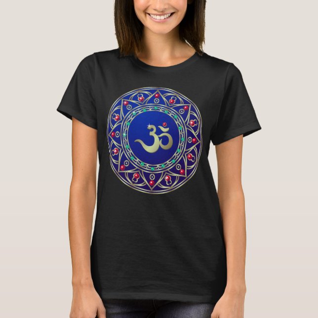 Jeweled Blue Om T - Shirt (Vorderseite)