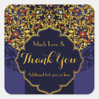 Jeweled Blue Red Gold Floral Custom Vielen Dank