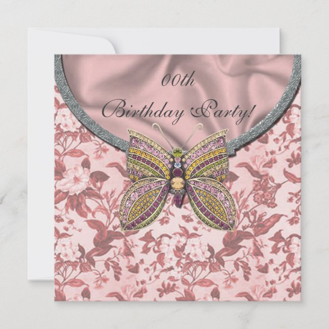Jeweled Butterfly Geburtstagsparty Einladungen (Vorderseite)