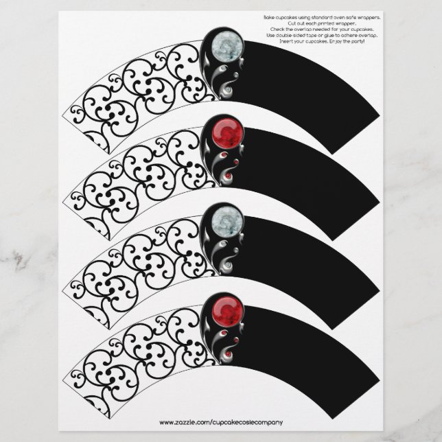 Jeweled Damask Cupcake Cosie - Red and Crystal (Vorderseite)