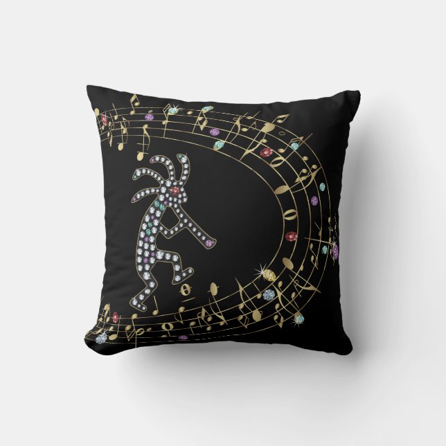 Jeweled Kristall Kokopelli Throw Kissen (Vorderseite)