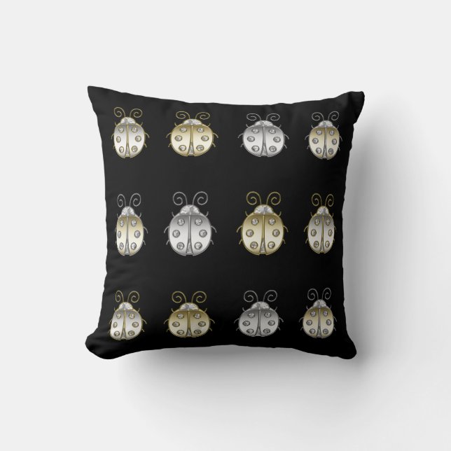 Jeweled Ladybugs Gold Silver Diamond Kissen (Vorderseite)