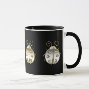 Jeweled Ladybugs Gold Silver Diamond Tasse