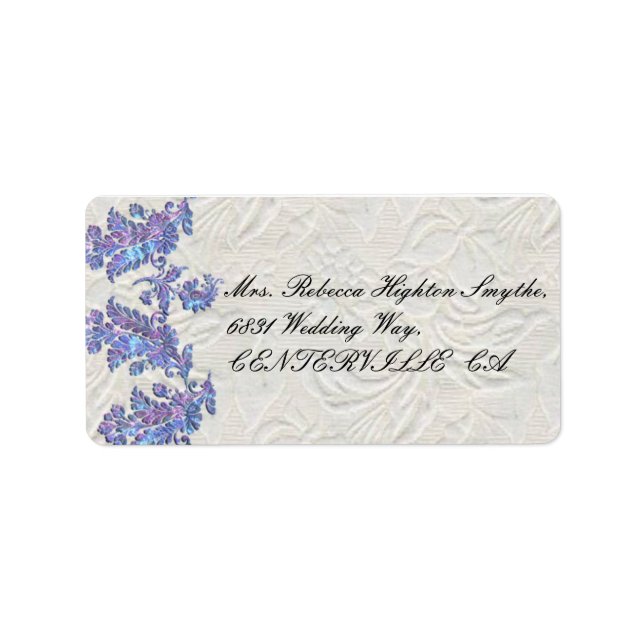 Jeweled Lavender Blätter Wedding Adressaufkleber (Vorne)