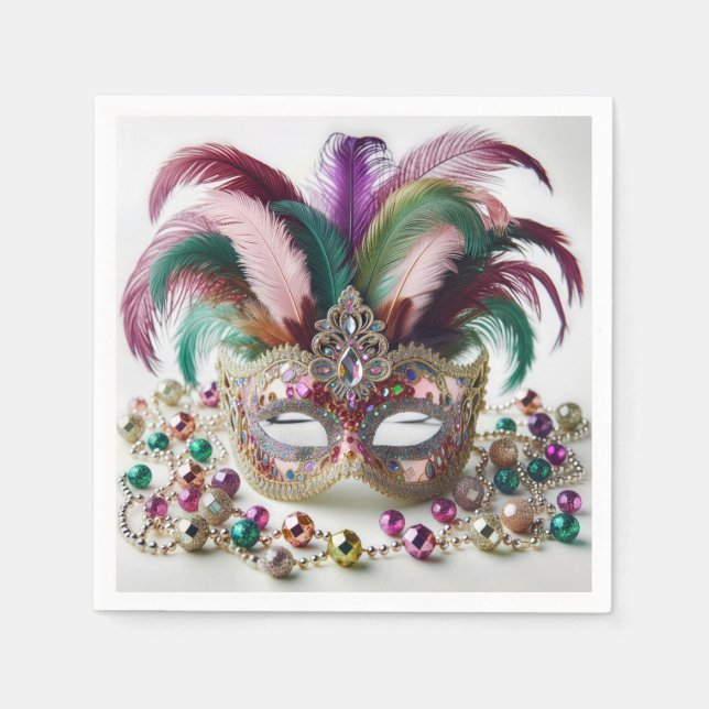 Jeweled Mardi Gras Mask Serviette (Vorderseite)
