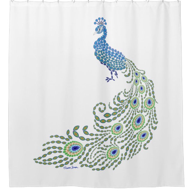 Jeweled Pfau Duschvorhang (Vorderseite)