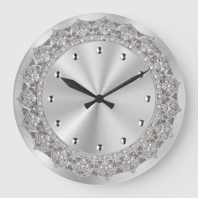 Jeweled Silver Große Wanduhr (Vorderseite)