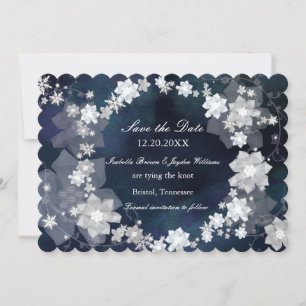 Jeweled Wreath Glam Winter Wedding Save the Date