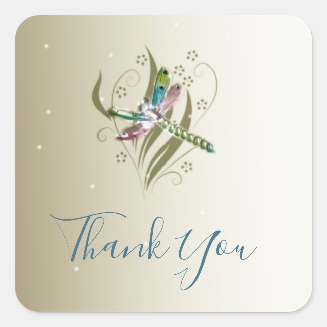 Jewelen Dragonfly Danke Stickers (Vorderseite)