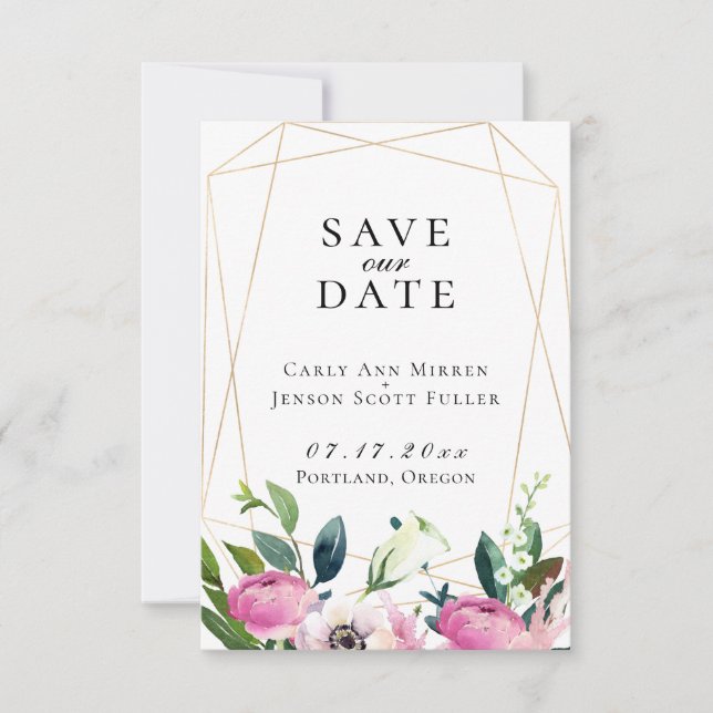 Jewelen Garden Floral Save the Date Ankündigung (Vorderseite)