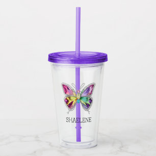 Jewelen Rainbow Crystal Butterfly Acryltrinkbecher