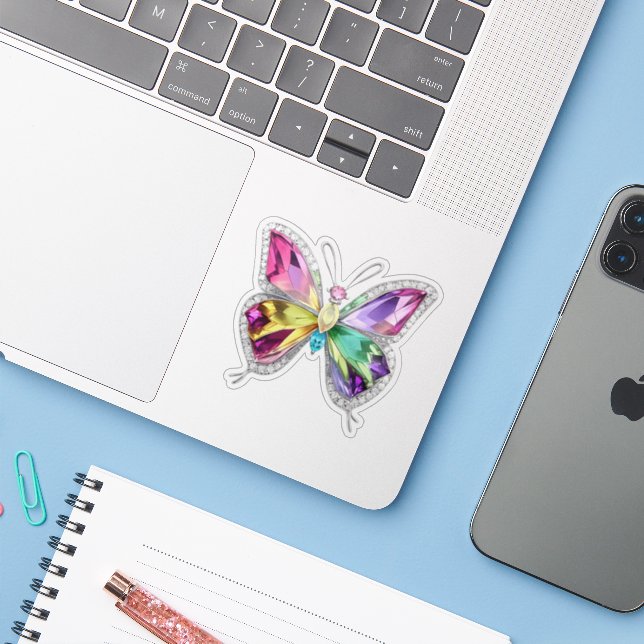 Jewelen Rainbow Crystal Butterfly Aufkleber (Laptop mit iPhone)