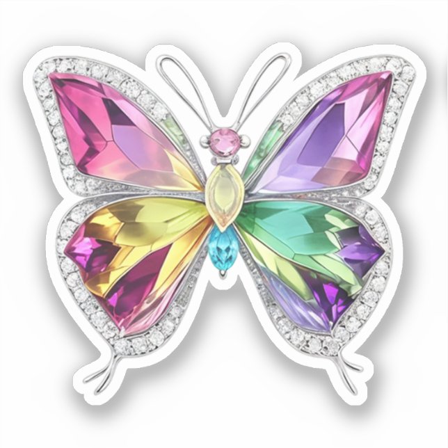 Jewelen Rainbow Crystal Butterfly Aufkleber (Vorderseite)