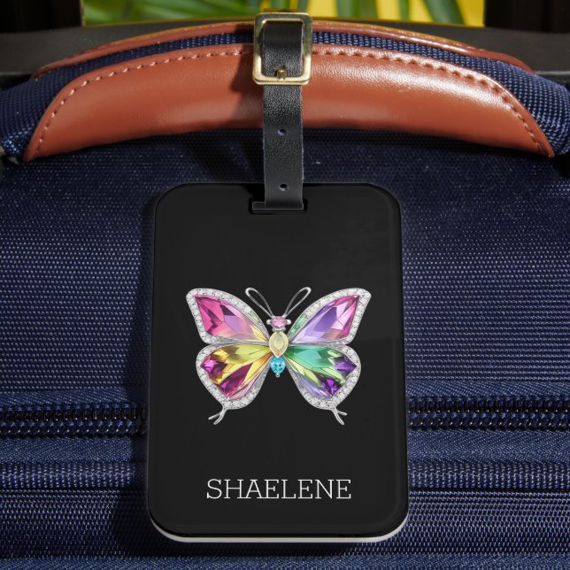 Jewelen Rainbow Crystal Butterfly Gepäckanhänger (Vorderseite Insitu 2)