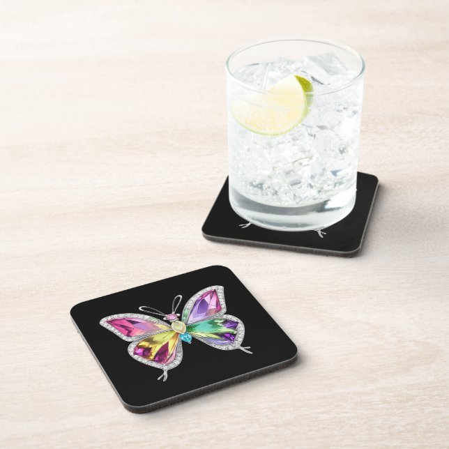Jewelen Rainbow Crystal Butterfly Getränkeuntersetzer (Rechte Seite)