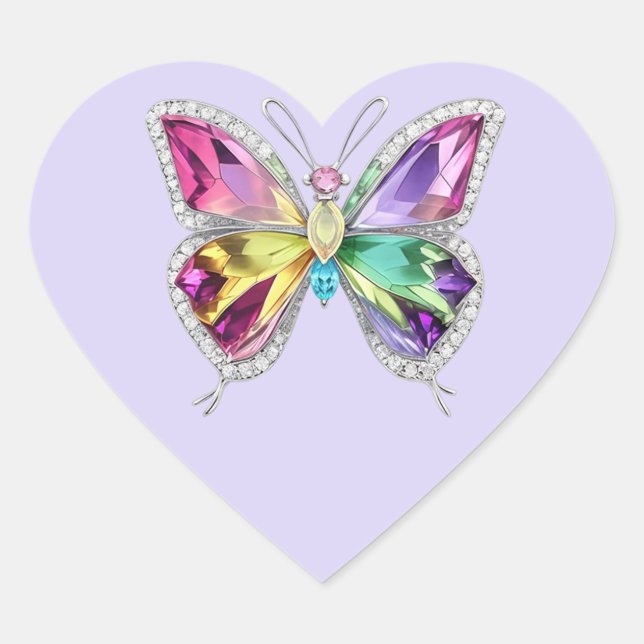 Jewelen Rainbow Crystal Butterfly Herz-Aufkleber (Vorderseite)