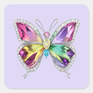 Jewelen Rainbow Crystal Butterfly Quadratischer Aufkleber