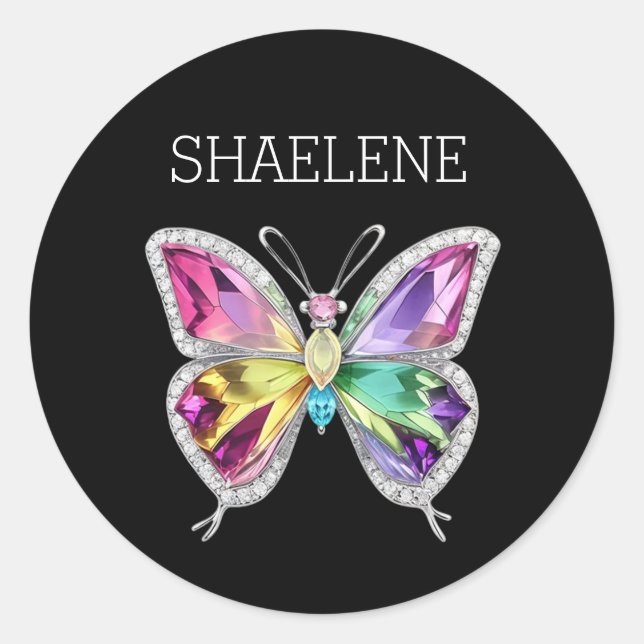 Jewelen Rainbow Crystal Butterfly Runder Aufkleber (Vorderseite)