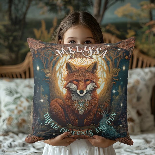 Jewelen und Moonlit Celtic Fox Personalisiert Kissen (Von Creator hochgeladen)