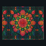 Jewelled Rose Garden (宝石のように煌くローズガーデン)　パズル Puzzle<br><div class="desc">A radiant kaleidoscopic mandala inspired by a rose garden in full bloom. Intricately crafted with geometric rose motifs in vibrant shades of red, pink, and orange, this symmetrical stained-glass design sparkles with jewel-like brilliance. Delicate glass textures and mirrored symmetry evoke the feeling of peering into a magical kaleidoscope. Ideal for...</div>