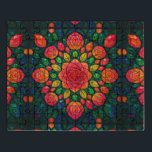 Jewelled Rose Garden (宝石のように煌くローズガーデン)　パズル Puzzle<br><div class="desc">A radiant kaleidoscopic mandala inspired by a rose garden in full bloom. Intricately crafted with geometric rose motifs in vibrant shades of red, pink, and orange, this symmetrical stained-glass design sparkles with jewel-like brilliance. Delicate glass textures and mirrored symmetry evoke the feeling of peering into a magical kaleidoscope. Ideal for...</div>