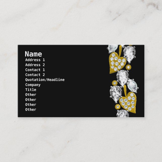 JEWELRY BUSINESS CARD - Schwarz Visitenkarte (Vorderseite)