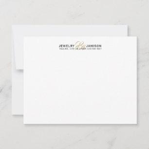 JEWELRY by Personal Name Brand Business Gold White Mitteilungskarte