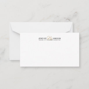 JEWELRY by Personal Name Brand Business Gold White Mitteilungskarte