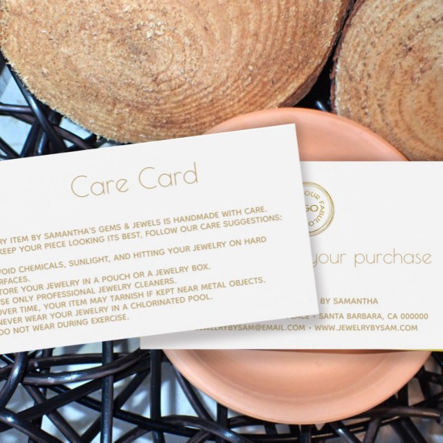 Jewelry Care Card Instructions avec logo White (Créateur téléchargé)
