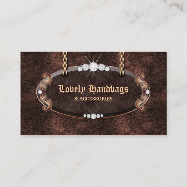 Jewelry Handbag Purse Leather Suede Chocolate Visitenkarte (Vorderseite)