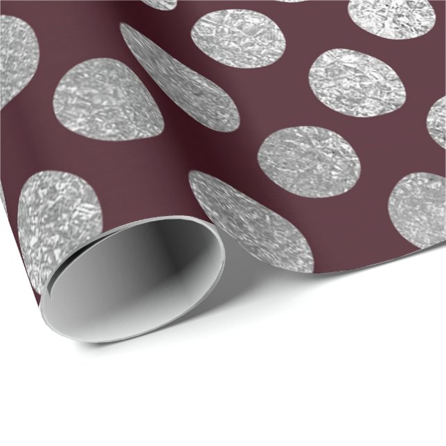 Jewelry Maroon Burgundy Silver Dots Vip Geschenkpapier (Rolleneckpunkt)