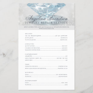 Jewelry Repair Price List Sparkling Diamond Flyer