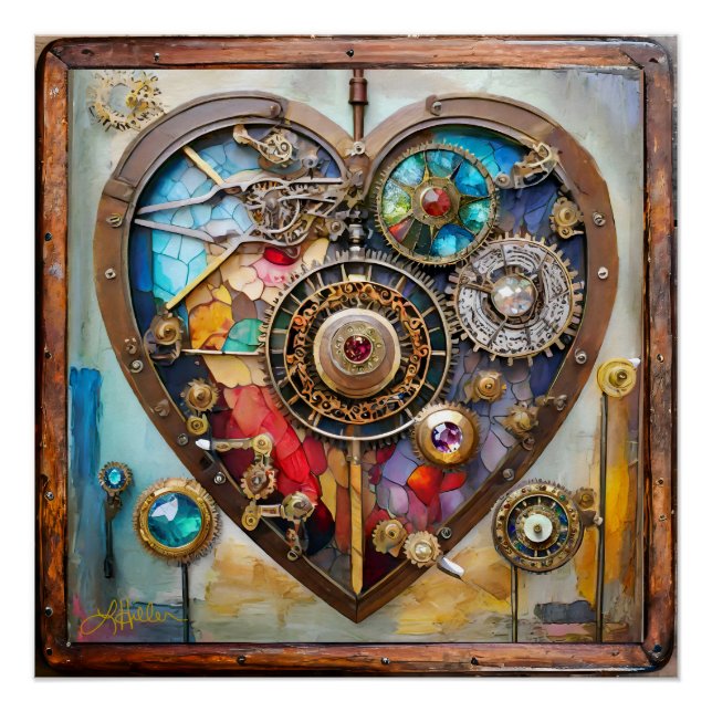 Jewels And Stained Glass Heart Steampunk Series Poster (Vorderseite)