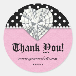 Jewels Dots Pearl Lace Heart Pink Vielen Dank Runder Aufkleber