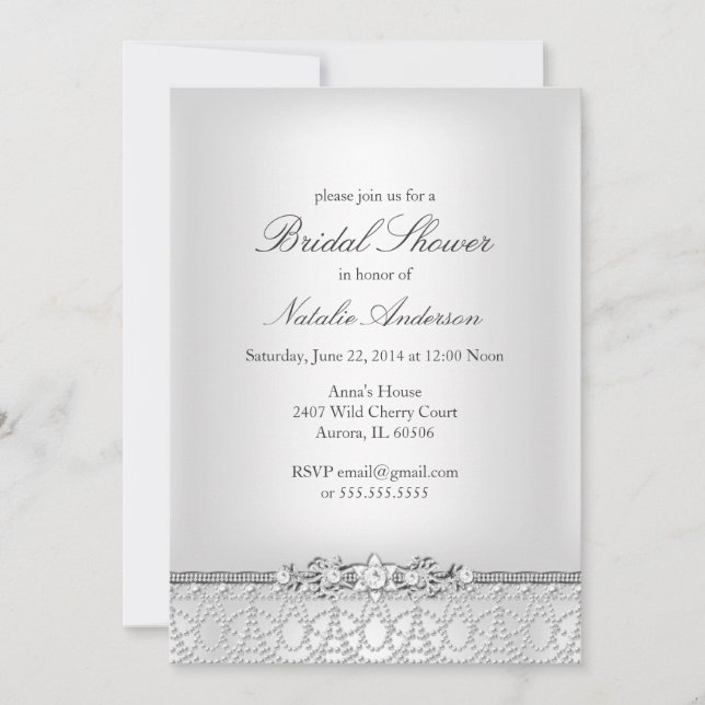 Jewels & Pearls Bridal Dusche Einladung (Vorderseite)