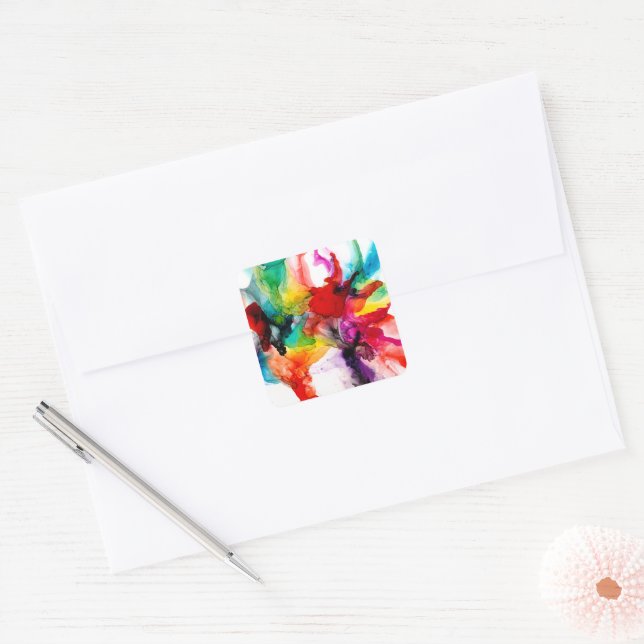 Jeweltone Prism - Aquarell Quadratischer Aufkleber (Umschlag)
