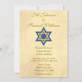 Jewish Blue und Gold Star von David Wedding Einladung