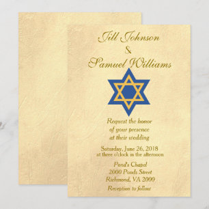 Jewish Blue und Gold Star von David Wedding Einladung