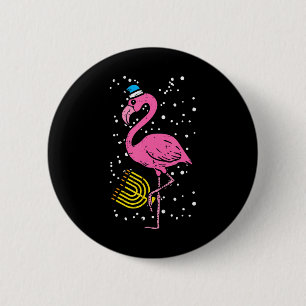 Jewish Flamingo Menorah Bird Lover Hanukkah Button